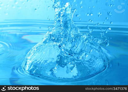 blue water splash macro close up