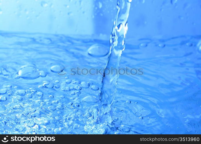 blue water splash macro close up