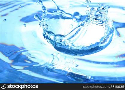 blue water splash macro close up