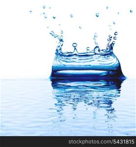 Blue water splash on white background