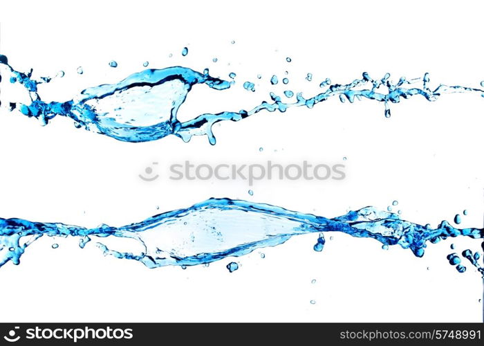 Blue water splash set isolated on white background. Water splash