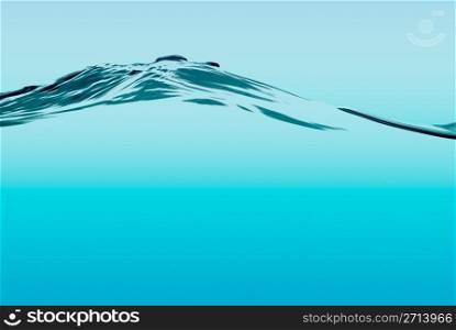 Blue water wave on a blue gradient background.
