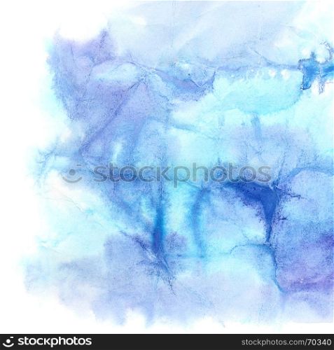 Blue watercolor background with texture of crumpled paper