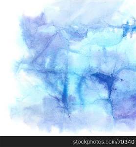 Blue watercolor background with texture of crumpled paper
