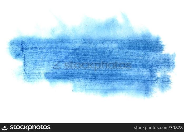 Blue watercolor brush strokes isolated on the white background