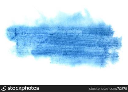 Blue watercolor brush strokes isolated on the white background