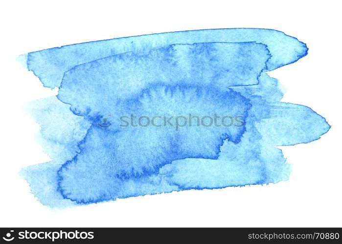 Blue watercolor brush strokes isolated over the white background