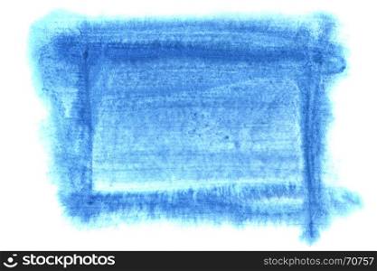 Blue watercolor frame isolated on the white background. Space for your own text