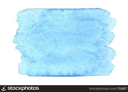 Blue watercolor stain isolated on the white background. Space for your own text