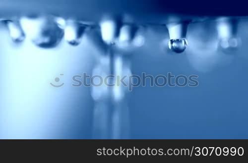 Blue waterdrops macro close-up