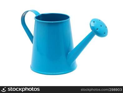 Blue watering can isolated on a white background.