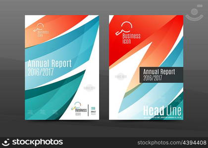 Blue wave annual report cover template. Brochure, flyer template layout, leaflet abstract background, A4 size page