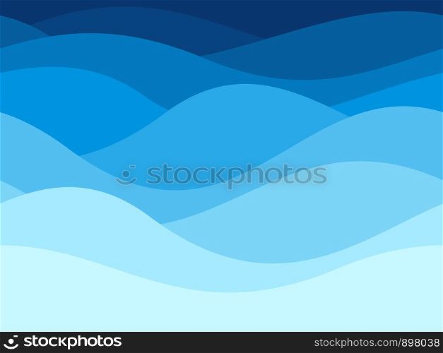 Blue waves pattern. Summer lake wave lines, beach waves water flow curve abstract landscape, vibrant silk textile texture vector seamless background. Blue waves pattern. Summer lake wave, water flow abstract vector seamless background