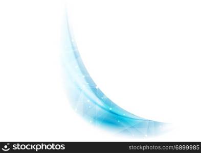 Blue wavy background with low poly structure
