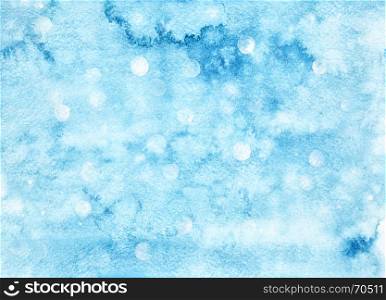Blue winter watercolor background with formless stains