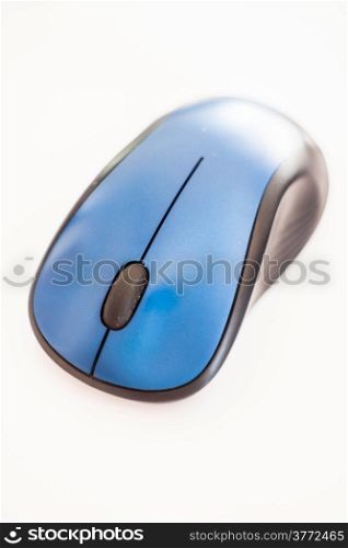 Blue wireless mouse isolated on white background
