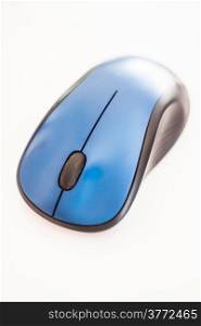 Blue wireless mouse isolated on white background