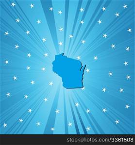 Blue Wisconsin map, abstract background for your design