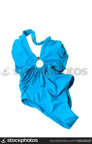 blue woman swimming suit isolated on white