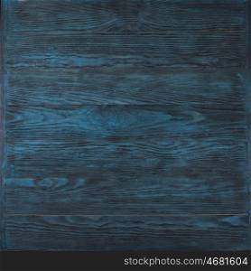 blue wooden background. Colorful dark blue empty pine wooden background