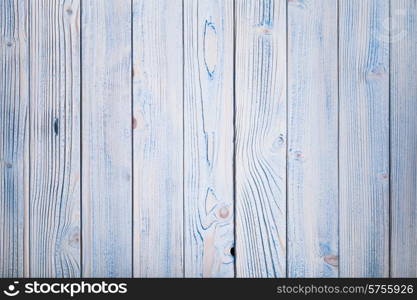 Blue wooden wall, painted in shabby chic style