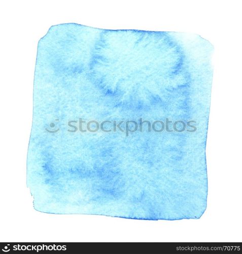 Blue wry watercolor square with stains. Abstract element for your design