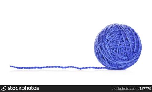 blue yarn ball, isolated on white background. Blue Yarn Ball