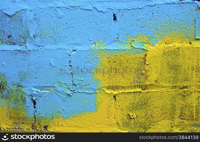 Blue-yellow paint on a wall