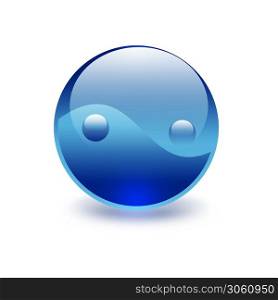 blue yin yang symbol on a white background