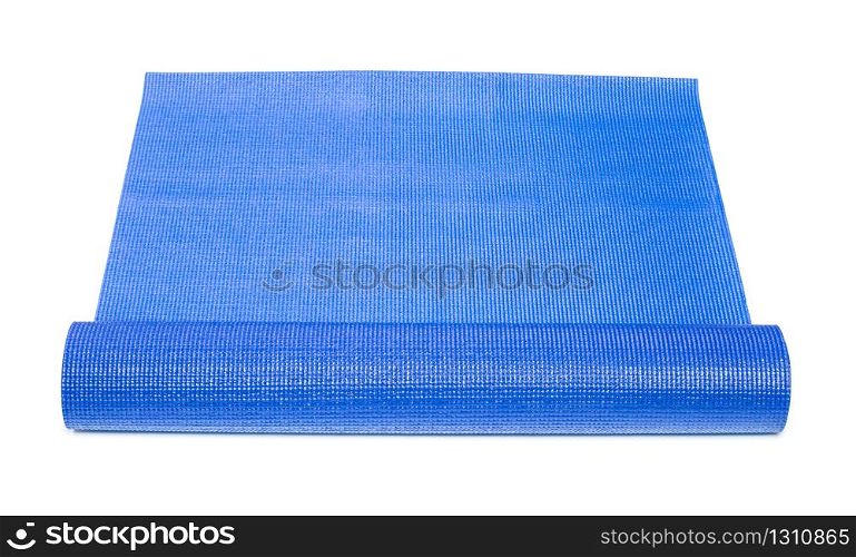 blue yoga matt isolated on white with clipping path