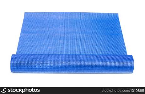 blue yoga matt isolated on white with clipping path