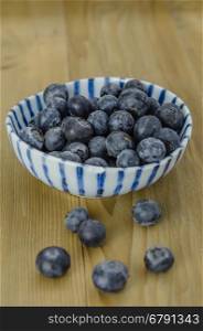 Blueberries in a bowl. Blueberries in a bowl on a wooden background