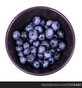 Blueberries in black bowl. Studio Photo. Blueberries in black bowl