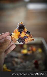 Blueberry cheesecake pastry dessert pizza. Blueberry pizza