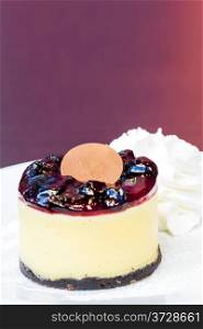 blueberry cheesecake with whipping cream