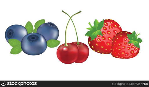 blueberry,cherry and strawberry fruits