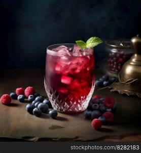 Blueberry cocktail drink. Bar soda juice. Generate Ai. Blueberry cocktail drink. Generate Ai