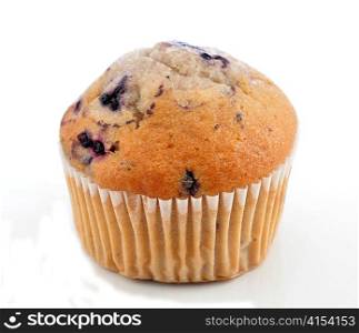 blueberry muffin on white background