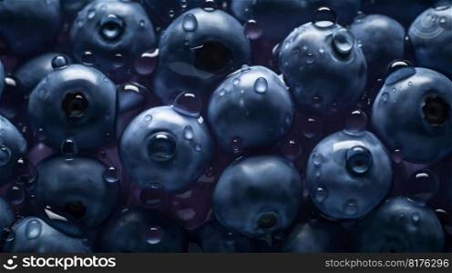 Blueberry seamless background with water drops, top view, flat lay. Generative AI. High quality illustration. Blueberry seamless background with water drops, top view, flat lay. Generative AI