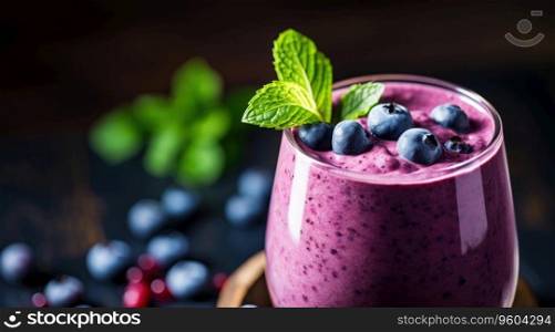 Blueberry smoothie selective focus detox diet food vegetarian food healthy eating concept.