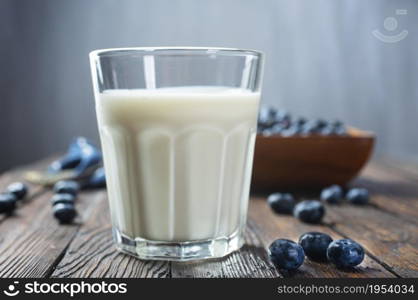 Blueberry yogurt in a glass