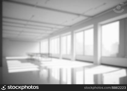 Blur background of empty modern office background . Workspace interior design white color . Clean and bright office gallery background. Blur background of empty modern office background . Workspace interior design white color .