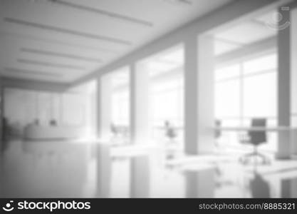 Blur background of empty modern office background . Workspace interior design white color . Clean and bright office gallery background. Blur background of empty modern office background . Workspace interior design white color .