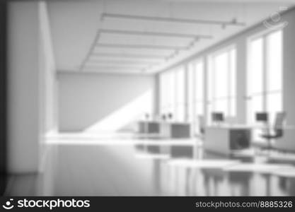 Blur background of empty modern office background . Workspace interior design white color . Clean and bright office gallery background. Blur background of empty modern office background . Workspace interior design white color .