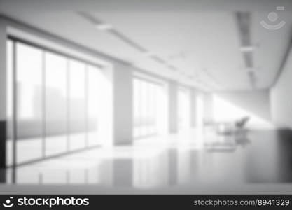 Blur background of empty modern office background . Workspace interior design white color . Clean and bright office gallery background. Blur background of empty modern office background . Workspace interior design white color .