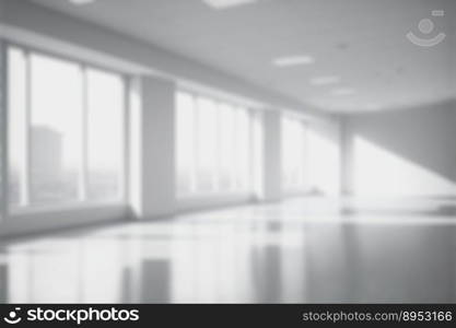 Blur background of empty modern office background . Workspace interior design white color . Clean and bright office gallery background. Blur background of empty modern office background . Workspace interior design white color .