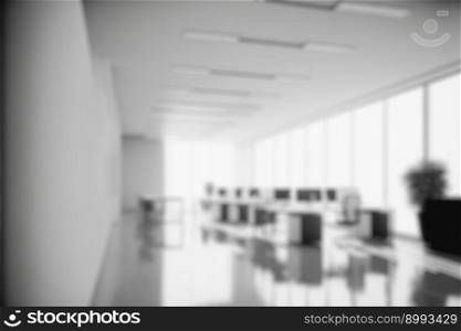 Blur background of empty modern office background . Workspace interior design white color . Clean and bright office gallery background. Blur background of empty modern office background . Workspace interior design white color .