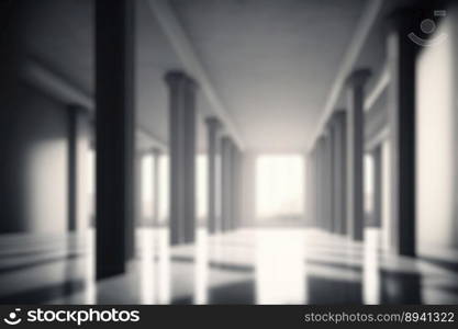 Blur background of large hall corridor inside office building background