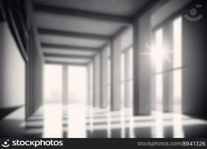 Blur background of large hall corridor inside office building background