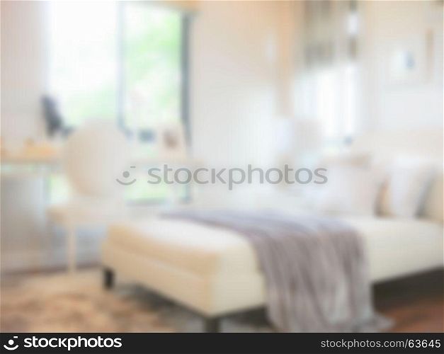 Blur bedroom with modern bedroom interior with working table